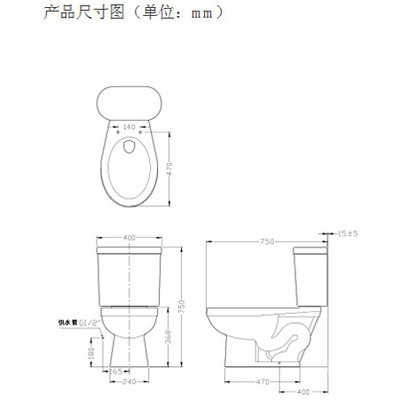 亚可6升分体座便器 400mm坑距，安全静音卫浴首选